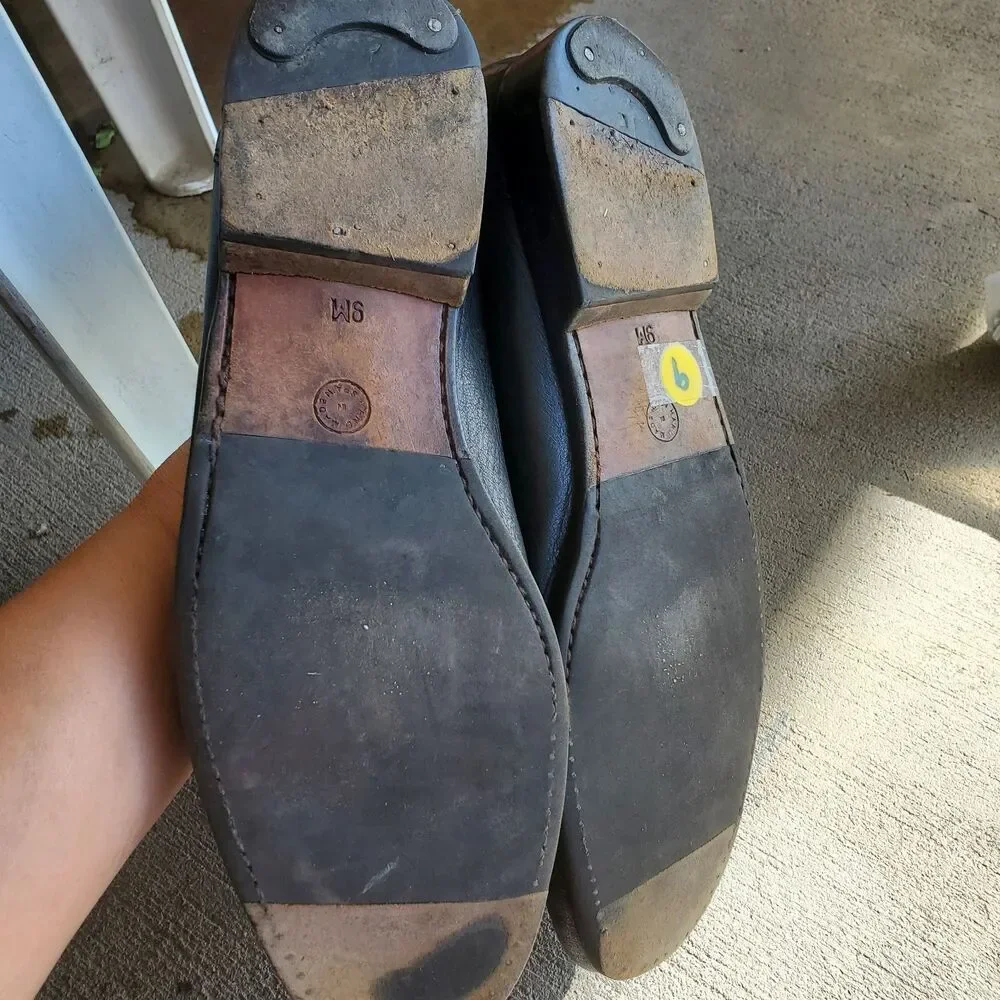 MEZLAN Shoes Mens 9 M Black Leather Loafers Made in Spain Fair Condition